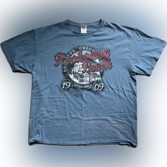 Rockaway Beach Blueish Gray T-shirt DELTA PRO WEIGHT Size XL - Picture 1 of 6